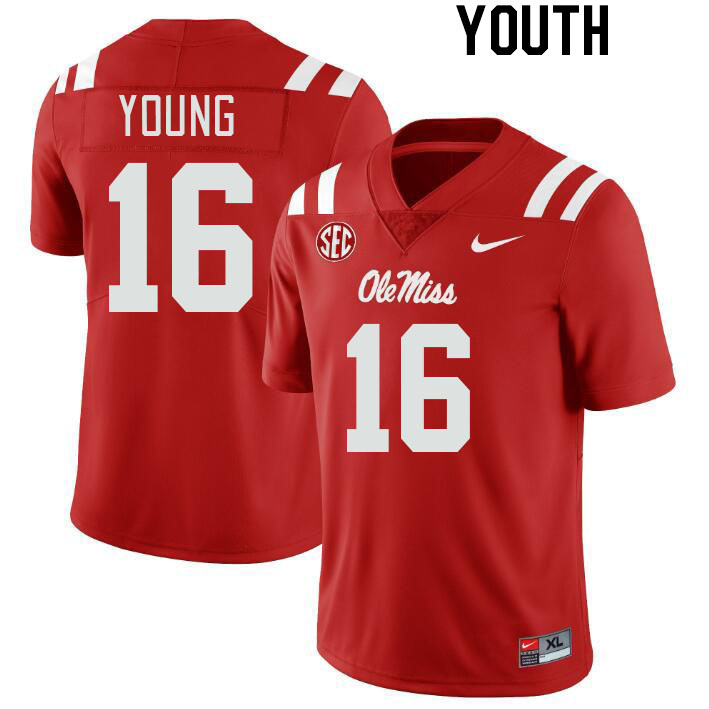 Youth #16 Teja Young Ole Miss Rebels College Football Jerseyes Stitched Sale-Red